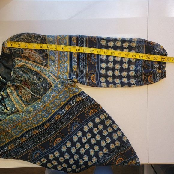 Fleur Bleve Anthro Boho Sheer Puff Sleeve Blouse Womens M Colorful Flowy - Picture 13 of 13